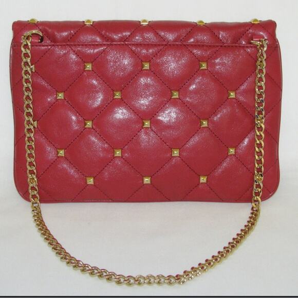 MICHAEL MICHAEL KORS Red Gold Sloan Quilt Studded Clutch - Picture 7 of 7